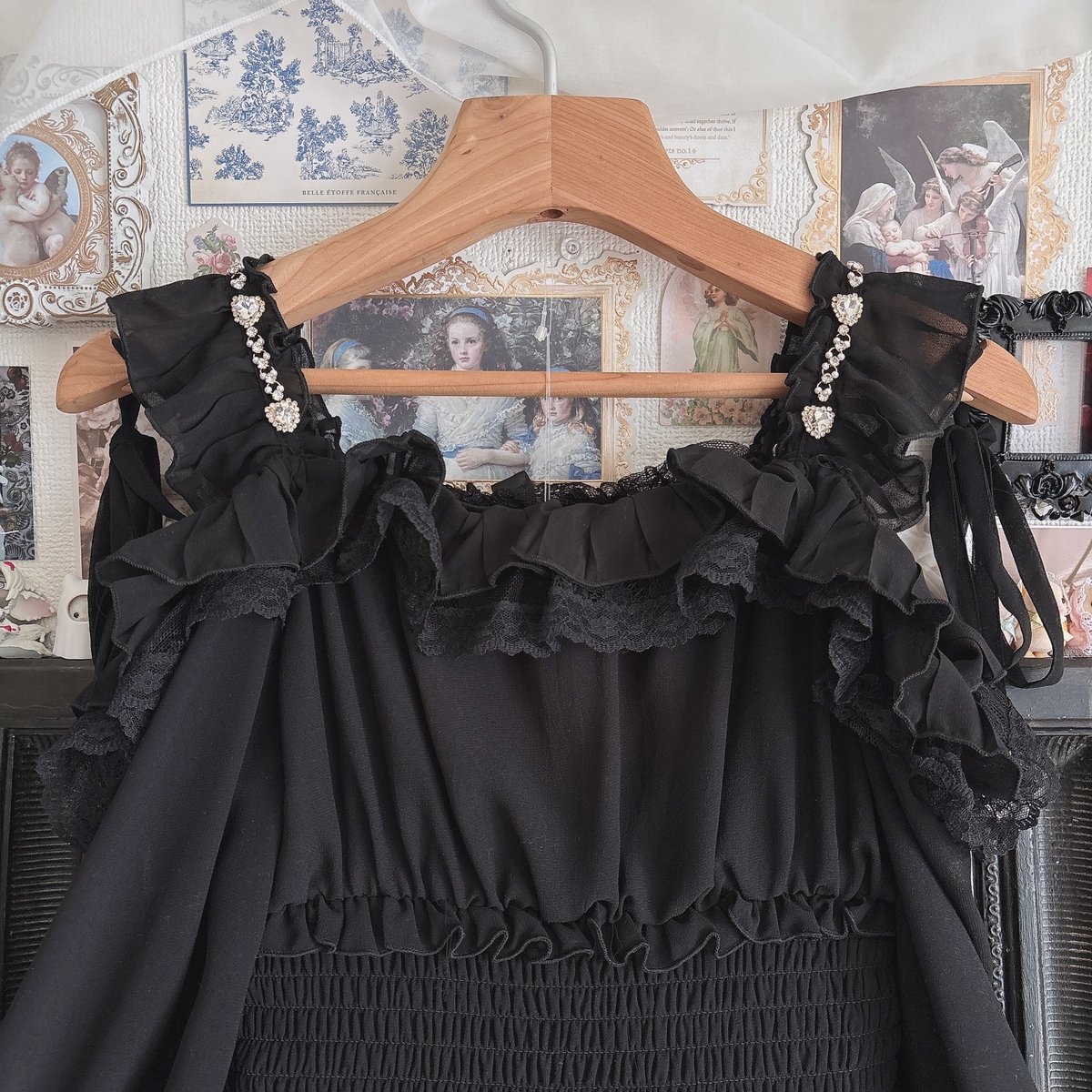 LIZLISA リズリサ オフショルシフォンセットアップ 黒 LIZ LISA オフショルシフォンセットアップ | anonymous