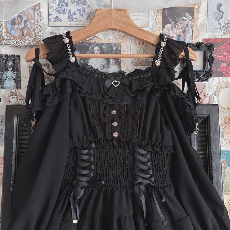 LIZLISA オフショルシフォンセットアップ ブラック LIZ LISA オフショルシフォンセットアップ | anonymous