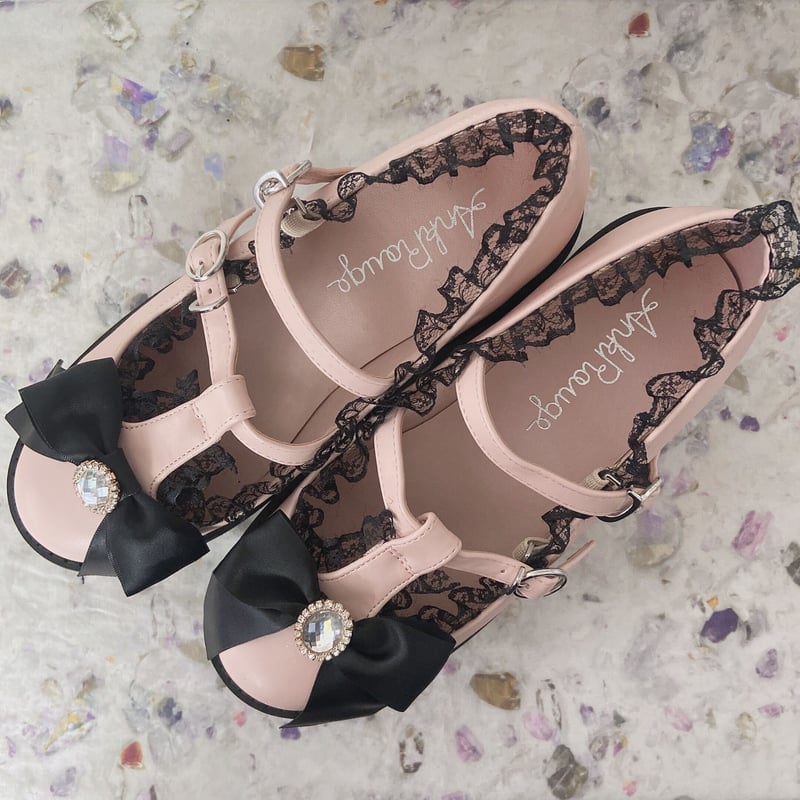 AnkRouge 厚底シューズ ピンク M Ank Rouge ツイード厚底シューズ