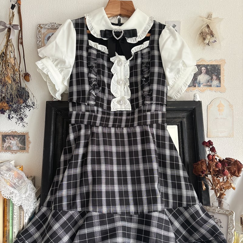 Ank rouge キラキラツイードドーリードッキング ワンピース ブラック Ank rouge キラキラツイードドーリードッキング ワンピース ブラック