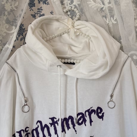 Amilige　Nightmare Wolf 耳付き半袖ジップパーカー