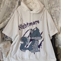 Amilige　Nightmare Wolf 耳付き半袖ジップパーカー
