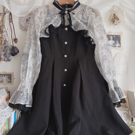 ROJITA 花柄シアースリーブフレアーワンピース