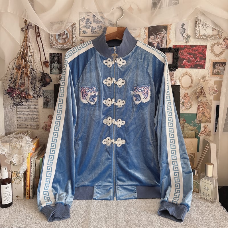 【LISTEN FLAVOR】ベロアトラックジャケット タイガー チャイナ 刺繍 LISTEN FLAVOR ベロアタイガーチャイナブルゾン | anonymous