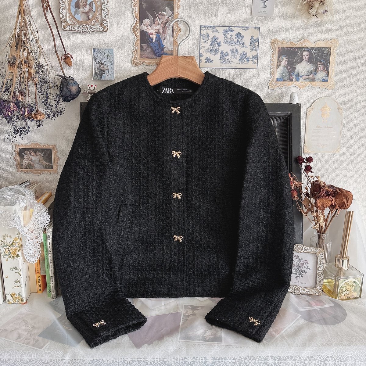 【ZARA】 ウールジャケット ボタン付き ZARA ループボタン付きテクスチャードジャケット | anonymous