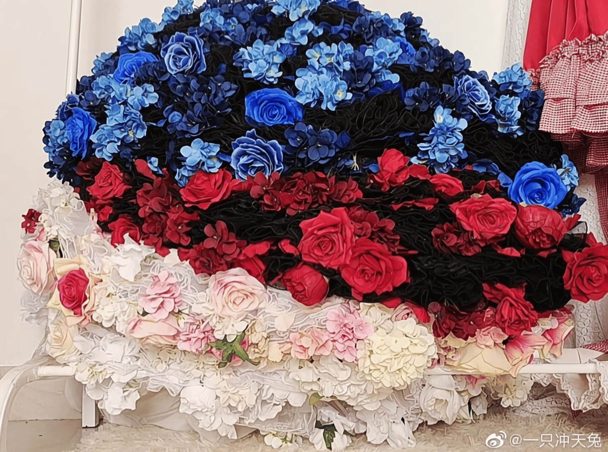 花パニエ 花咲くパニエ 白ｘ青 45cm 予約販売【話題No.1パニエ】フラワーパニエ35cm・45cm