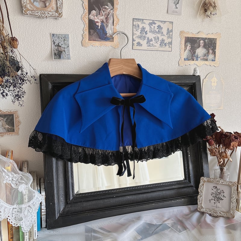 Moi-meme-Moitie燭台刺繍ニットケープ(黒×シルバー) Moi-meme-Moitie燭台刺繍ニットケープ(黒×シルバー) （Moi-même