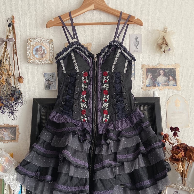 OZZ ANGELO 薔薇刺繍ジャンパースカート | anonymous OZZ ANGELO 薔薇刺繍ジャンパースカート | anonymous