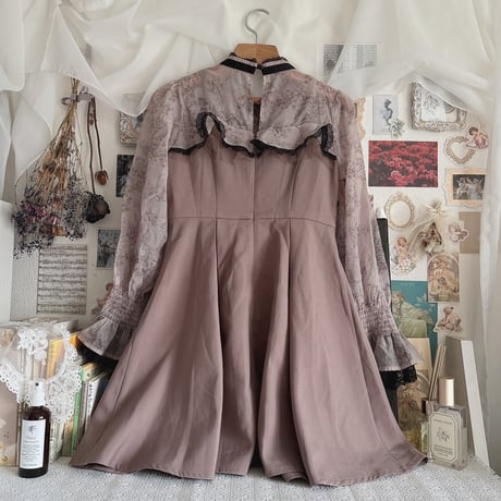 ROJITA 花柄シアースリーブフレアーワンピース