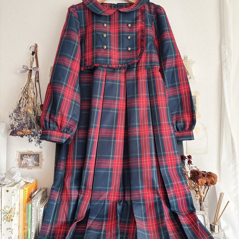 nana♡　familiar 半袖ワンピース ネイビー/赤チェック nana♡様専用 familiar 半袖ワンピース ネイビー/赤チェック - メルカリ