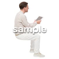 Cutout People　座る　外国人男性　LL_599