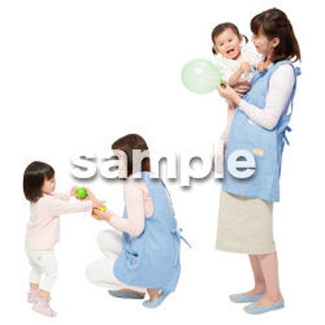 Cutout People　保育士と子供　GG_498