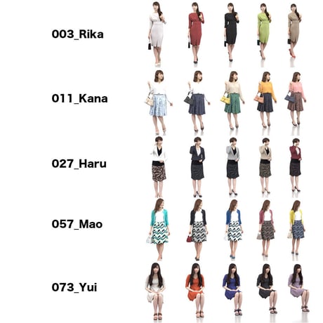 3D人物素材-ポーズド  5個セット 006_Posed-set