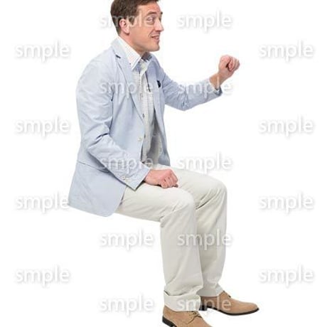Cutout People　座る　外国人男性　LL_587