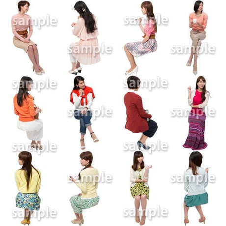 人物切抜きセット☆座る女性　1_set169