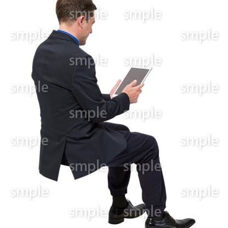 Cutout People　座る　外国人男性　LL_559