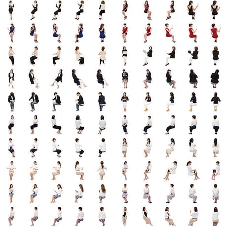 11Cutout People 座る女性[ダウンロード版]