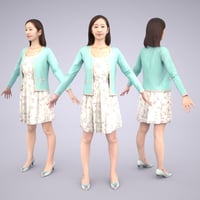 3D人モデルAポーズ　092_Aya