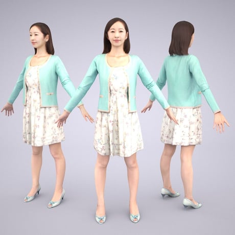 3D人モデルAポーズ　092_Aya