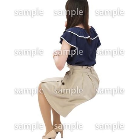 Cutout People　日本人-女性-座る　BB_494