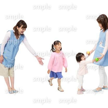 Cutout People　保育士と子供　GG_492