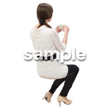 Cutout People　外国人-女性-座る　BB_449