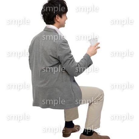 Cutout People　座る　男性　LL_254