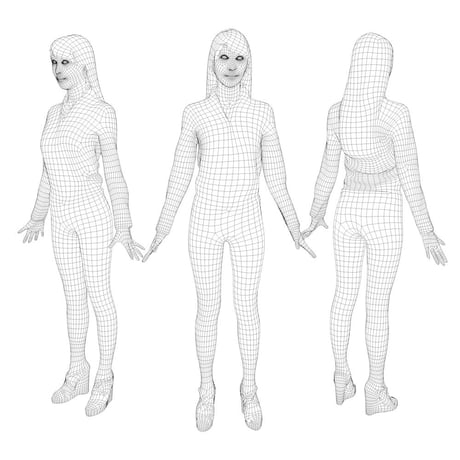 3D人モデルAポーズ　010_Rika