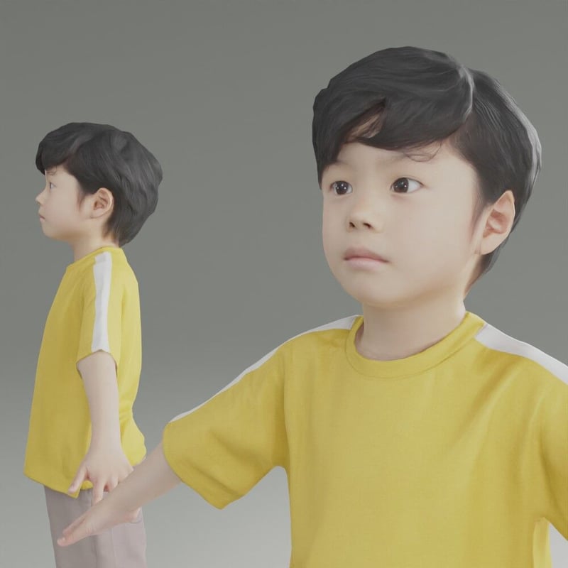 3D人モデルAポーズ 228_Rui K (靴下) | NO-N-NO 人物切り抜き素材と3D
