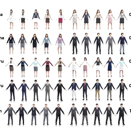 3D人モデルAポーズ10体セット　001_A-set
