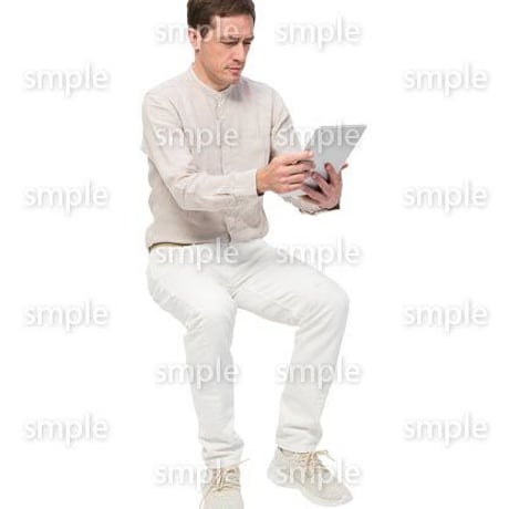 Cutout People　座る　外国人男性　LL_596