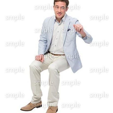 Cutout People　座る　外国人男性　LL_586