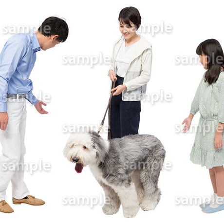 人物切抜きセット☆アットホーム　犬の散歩　1_set148