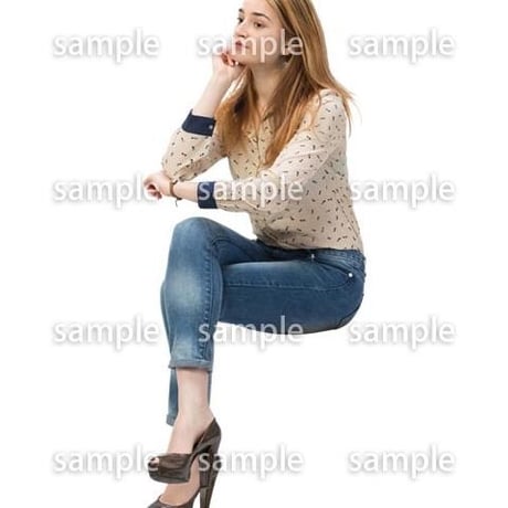 Cutout People　外国人-女性-座る　BB_457