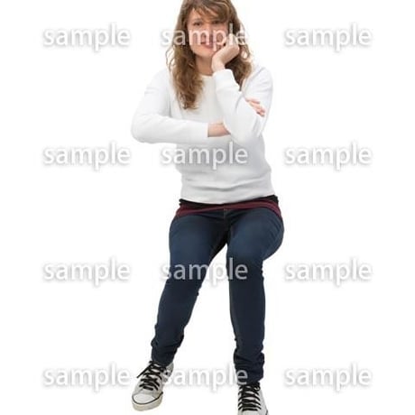 Cutout People　外国人-女性-座る　BB_476