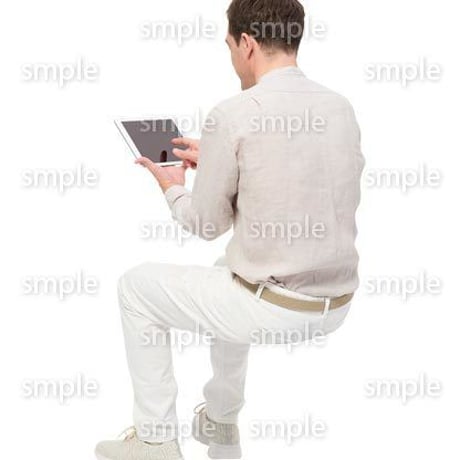 Cutout People　座る　外国人男性　LL_600