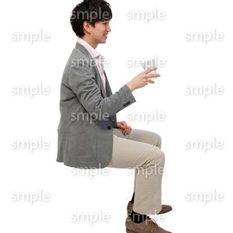 Cutout People　座る　男性　LL_253