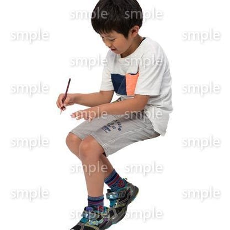 Cutout People　座る　男の子　LL_547