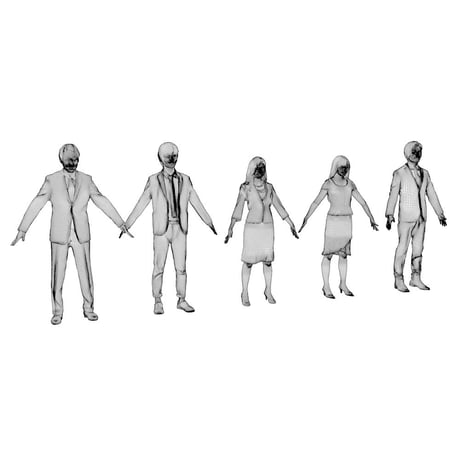 3D人モデルAポーズ5体セット　002_Apose-set
