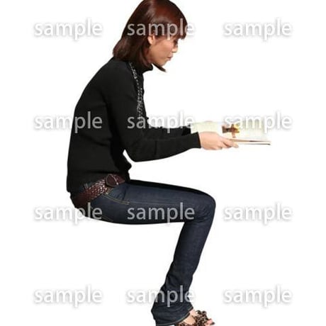 人物切抜き素材　座る人編　H_438