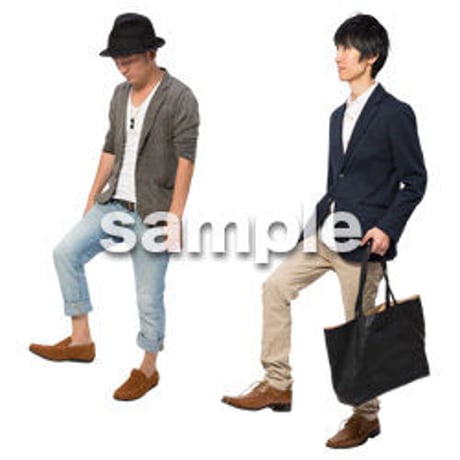 Cutout People　階段を上る動作　JJ_437