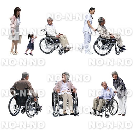 人物切抜きセット☆シニア・車椅子　1_set045