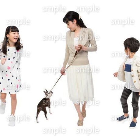 Cutout People　犬の散歩　II_456