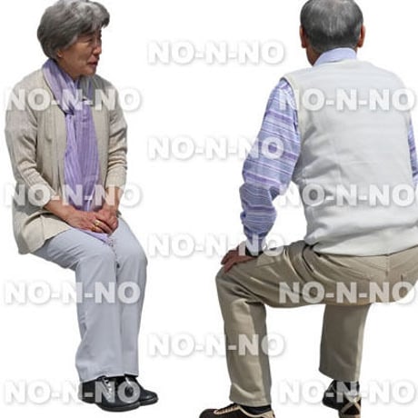 人物切抜きセット☆シニア座る　1_set040