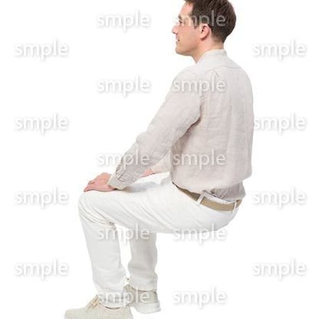 Cutout People　座る　外国人男性　LL_594
