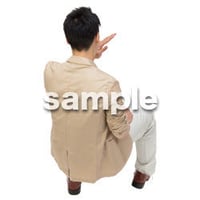 Cutout People　鳥瞰　座る男性 　FF_419