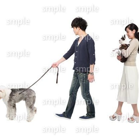 Cutout People　犬の散歩　II_478