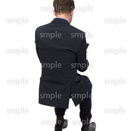 Cutout People　座る　外国人男性　LL_560