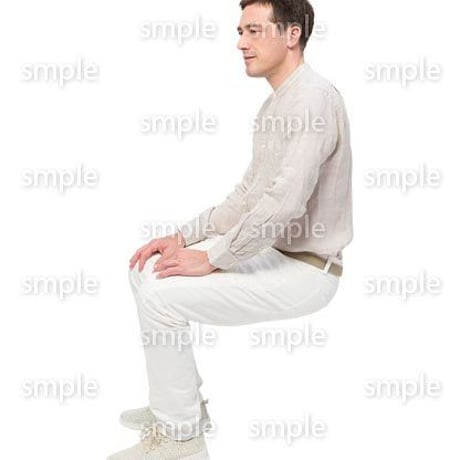Cutout People　座る　外国人男性　LL_593