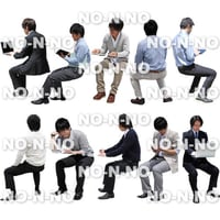 人物切抜きセット☆座る-ビジネス男性　1_set020